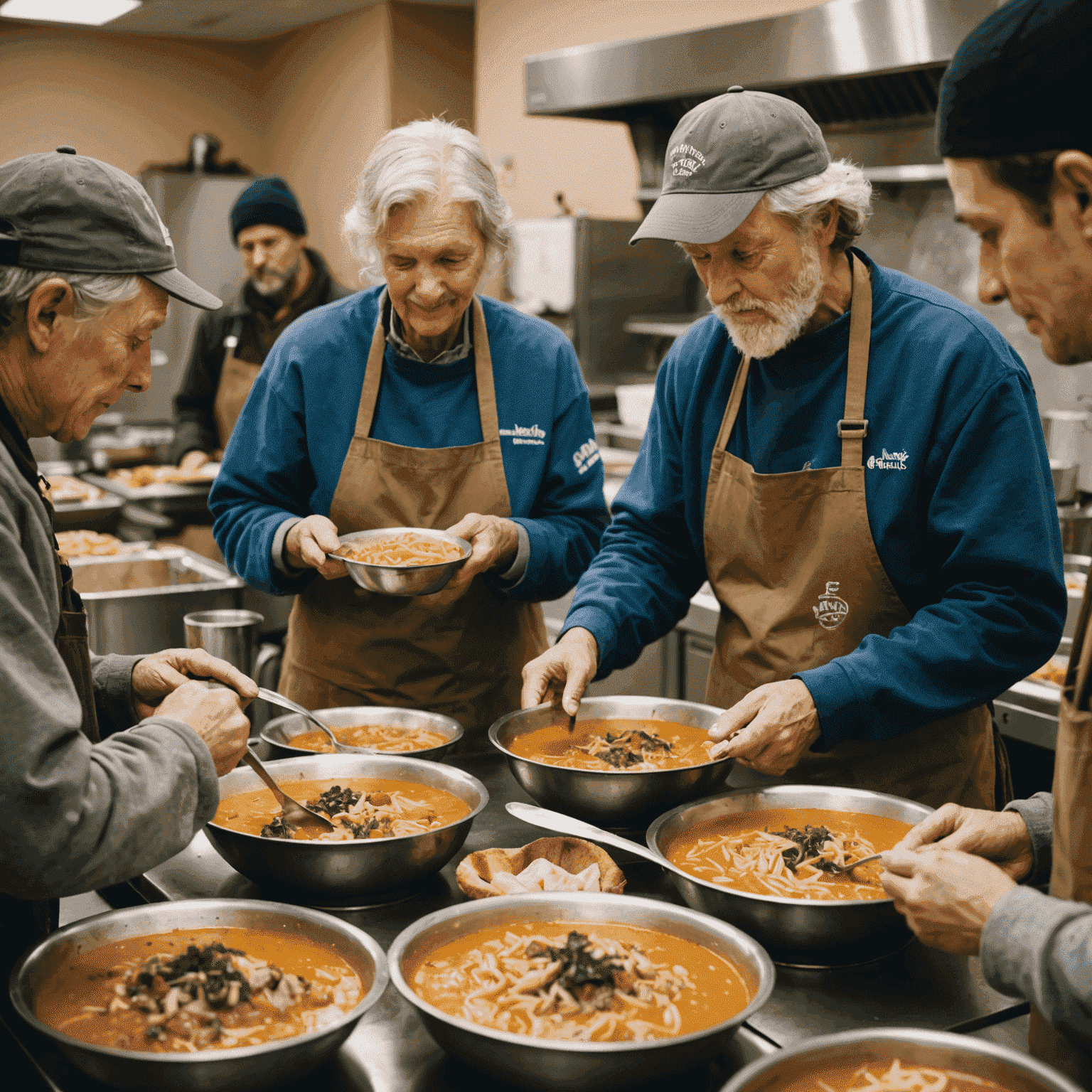 Volunteers from our soup cafe serving meals at a local homeless shelter